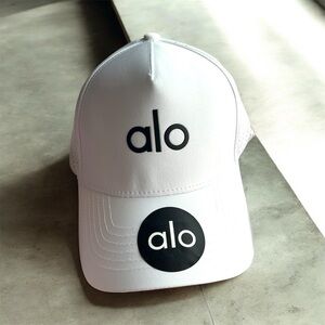 Alo White Cap with Black Logo
